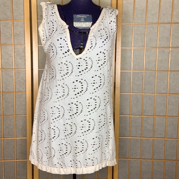 Free People Cream Lace Cotton Sleeveless Beach Cover Up Size Small